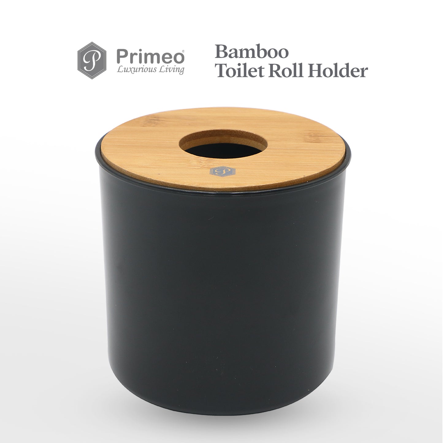 PRIMEO Premium Bamboo Toilet Roll Holder