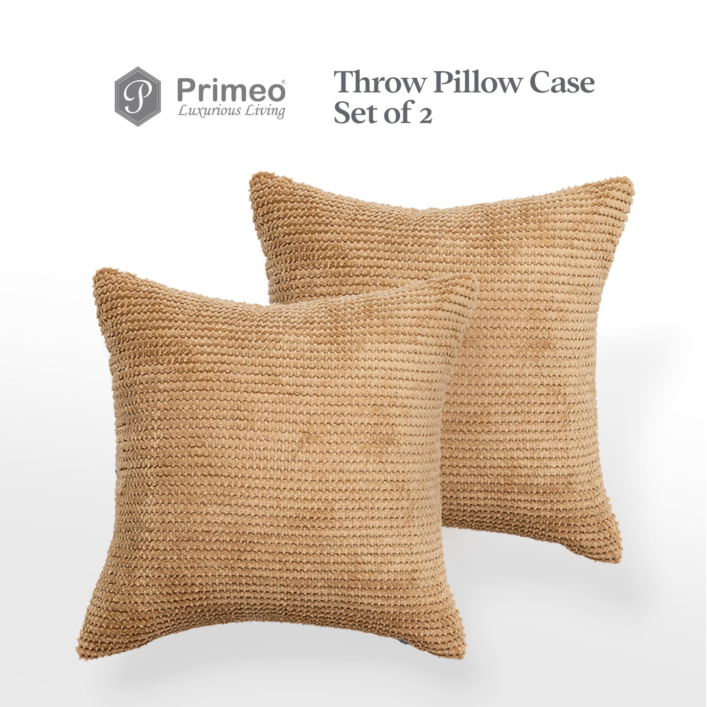 PRIMEO Throw Pillow Cover Set of 2 Made of Polyester