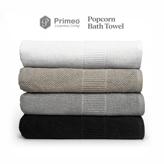 Primeo 100% Cotton Bath Towel - Popcorn Weave Collection Towels