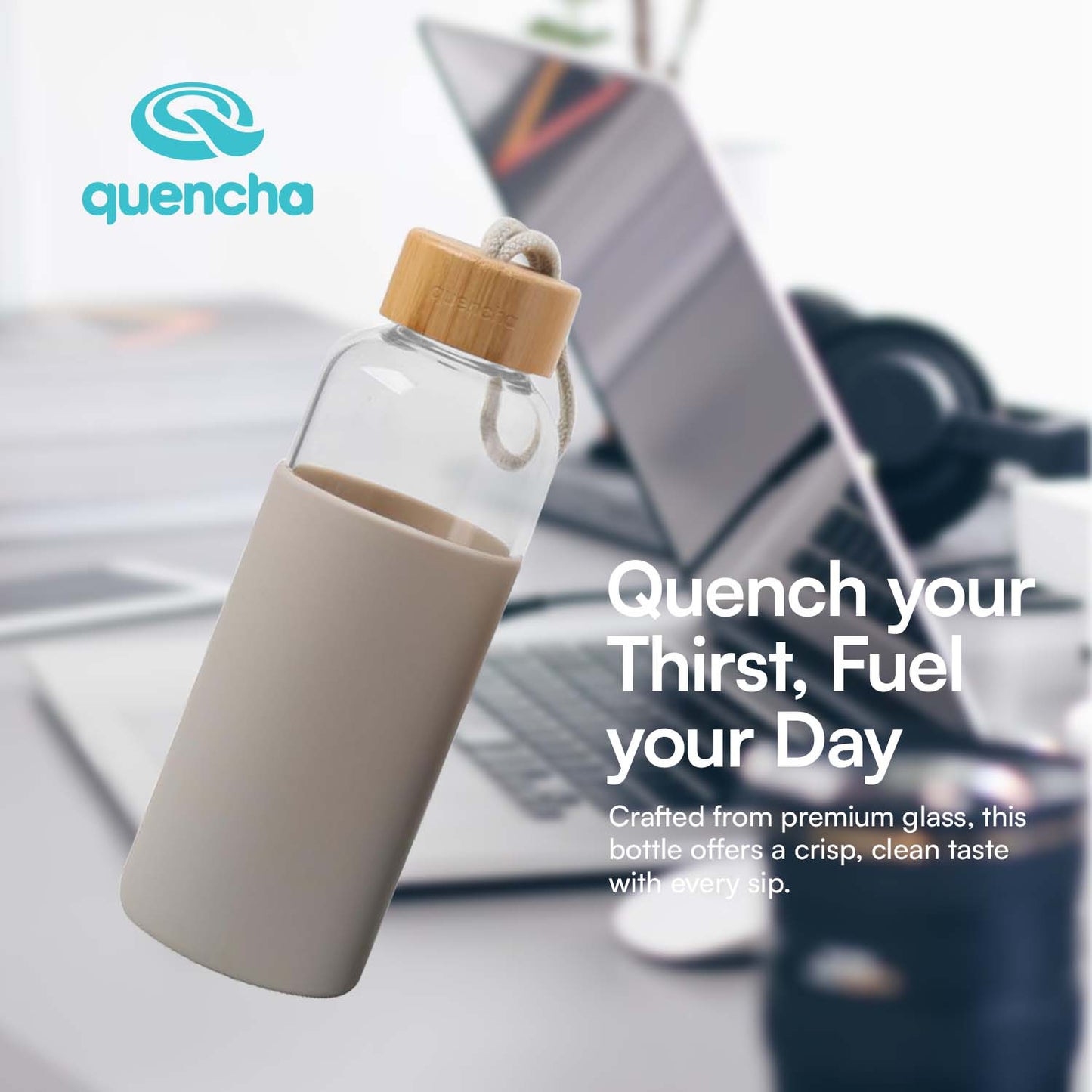 QUENCHA 12oz & 17oz Glass Water Bottle