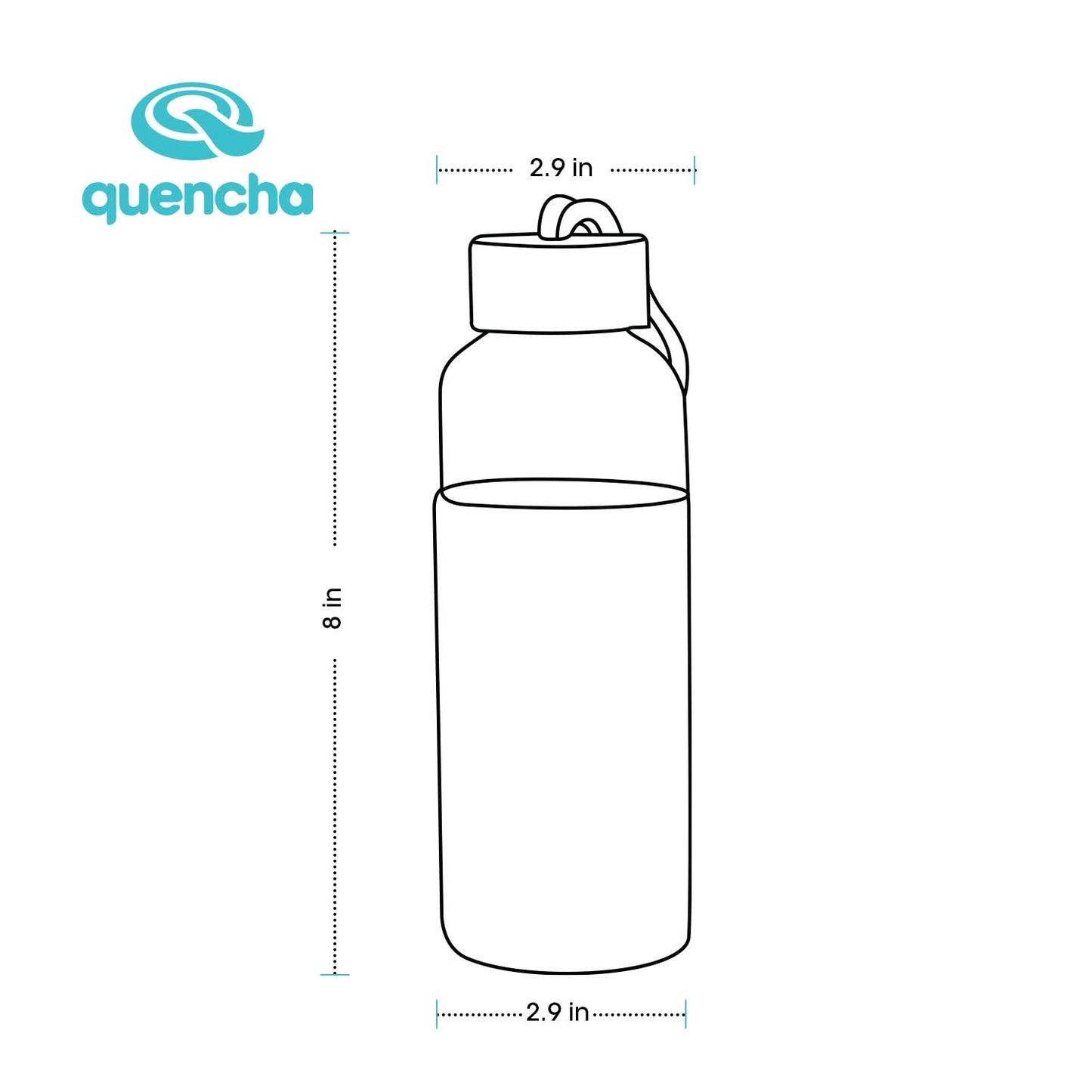 QUENCHA 12oz & 17oz Glass Water Bottle