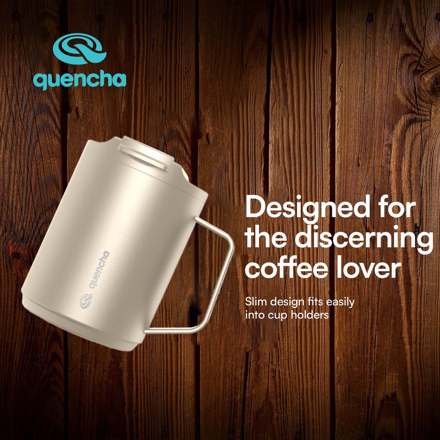 QUENCHA 14oz Flip Cap Insulated Coffee Mug