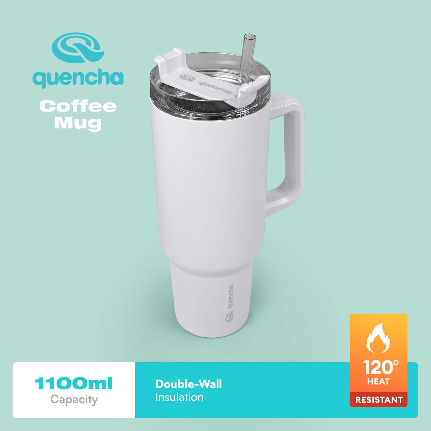 QUENCHA 37oz Straw Lid Insulated Mug Tumbler