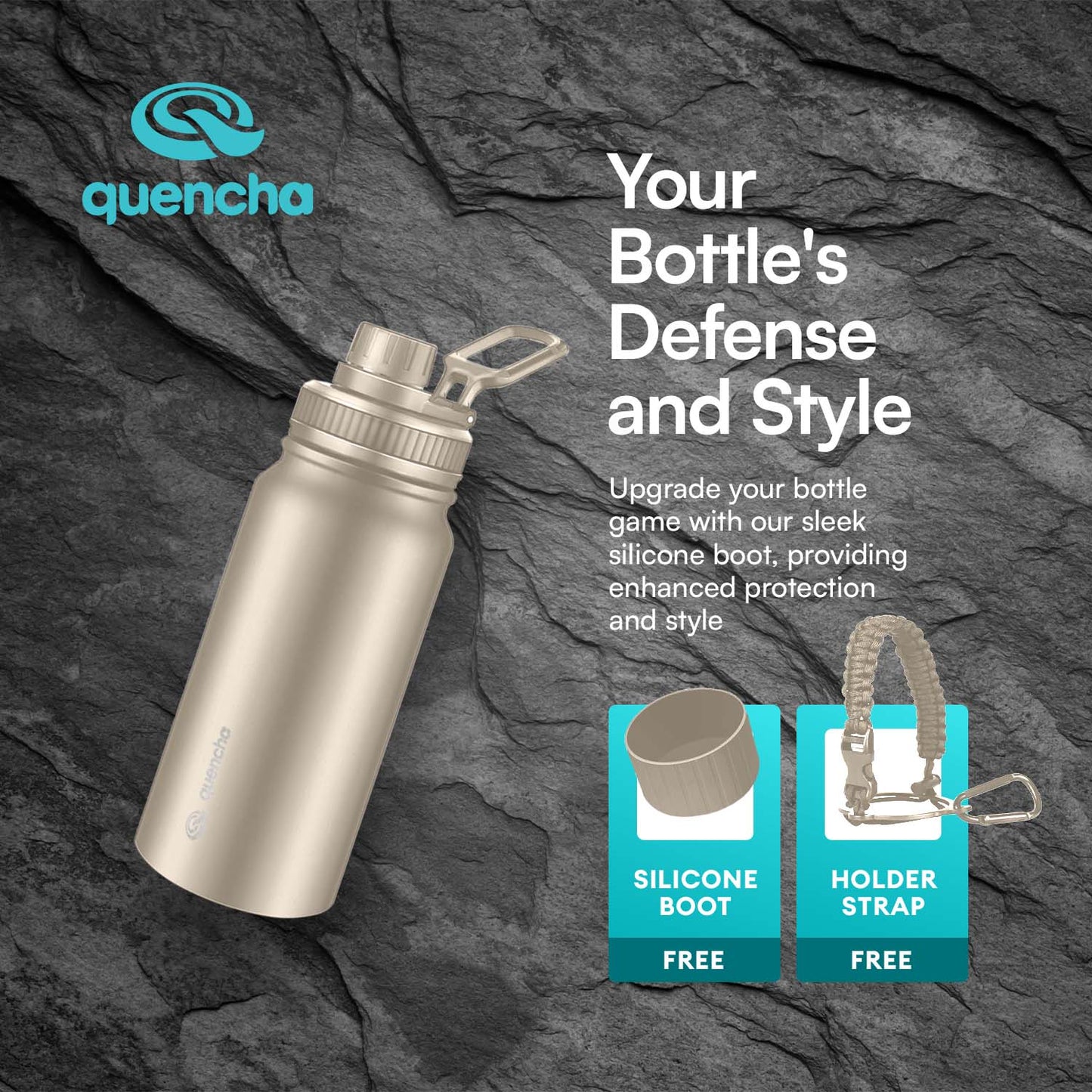 QUENCHA 19oz & 37oz Insulated Tumbler with Strap and Silicone Boot