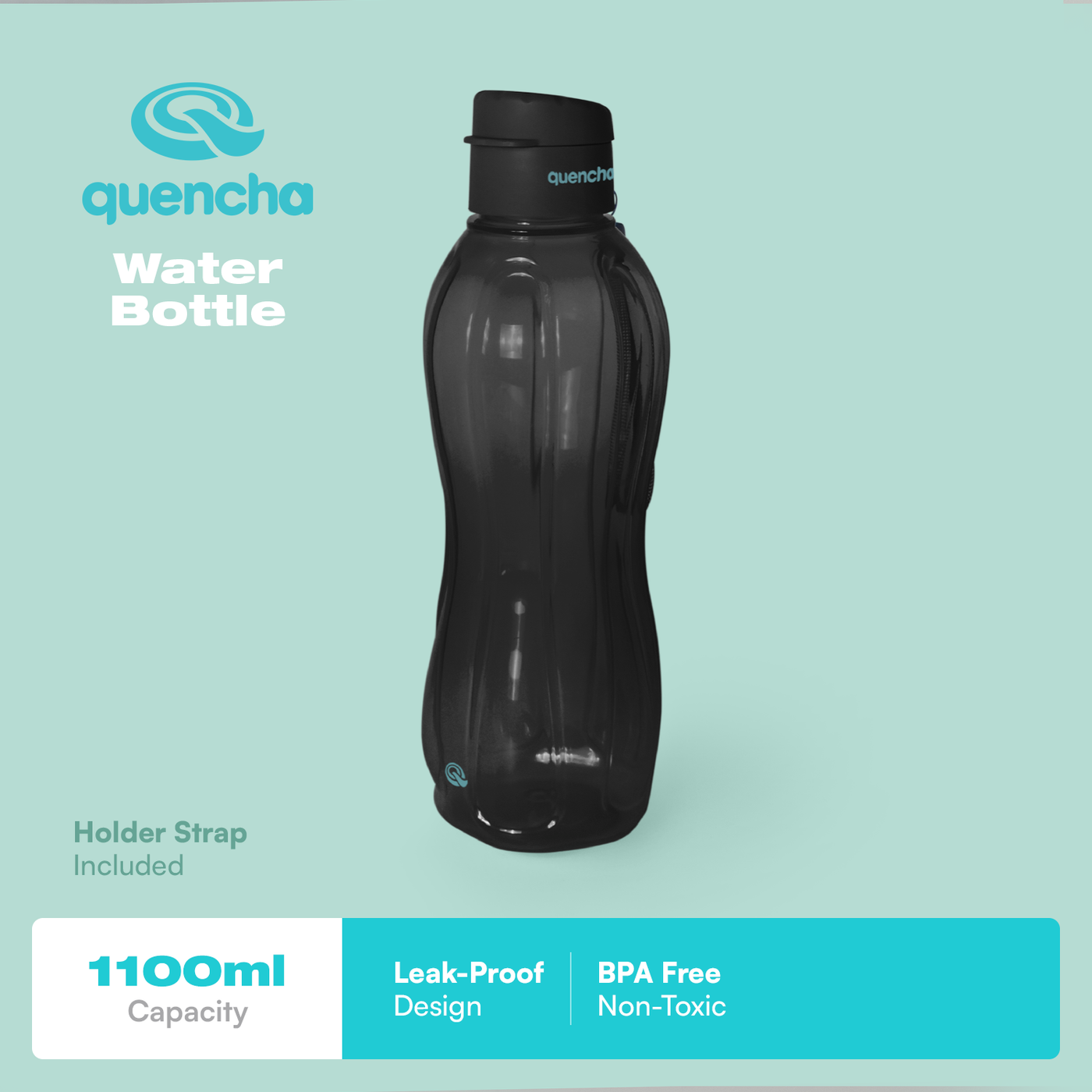 QUENCHA 17oz & 37oz Flip Cap Plastic Water Bottle