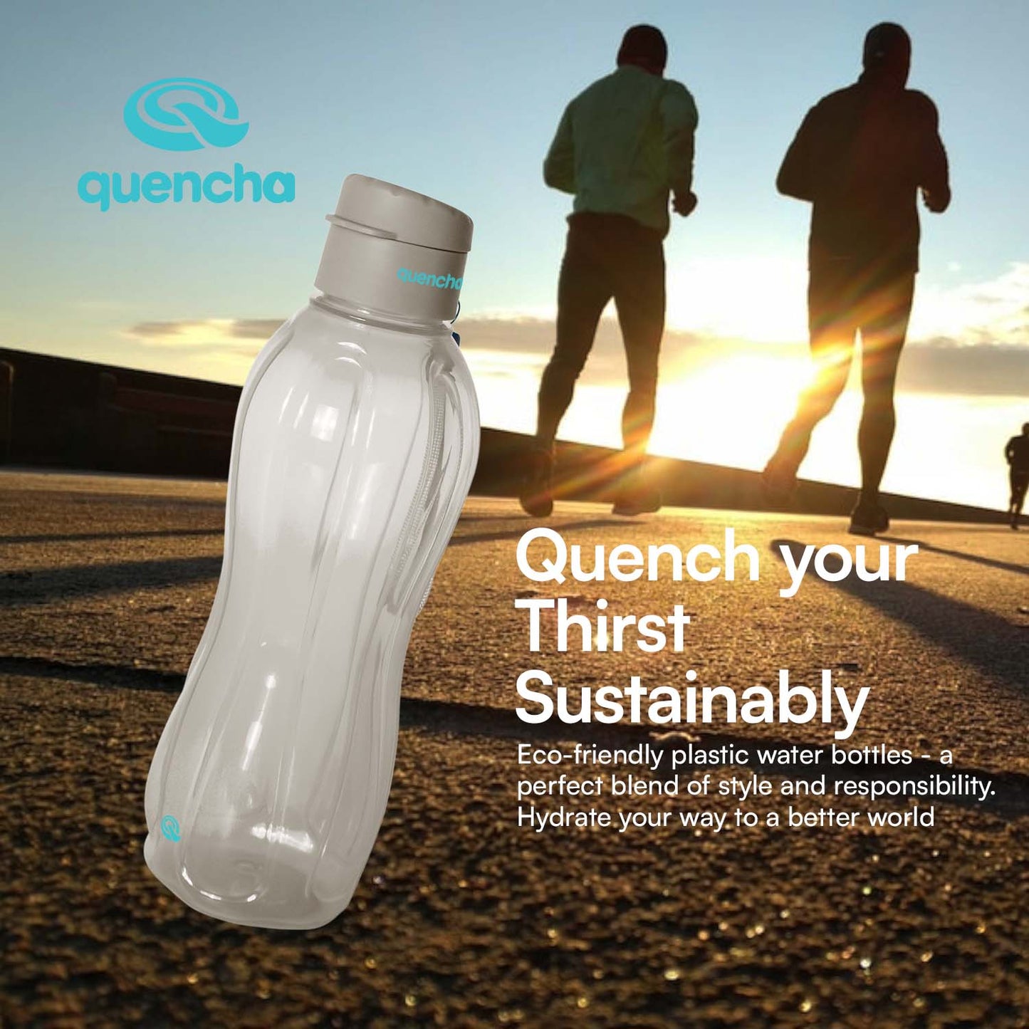 QUENCHA 17oz & 37oz Flip Cap Plastic Water Bottle