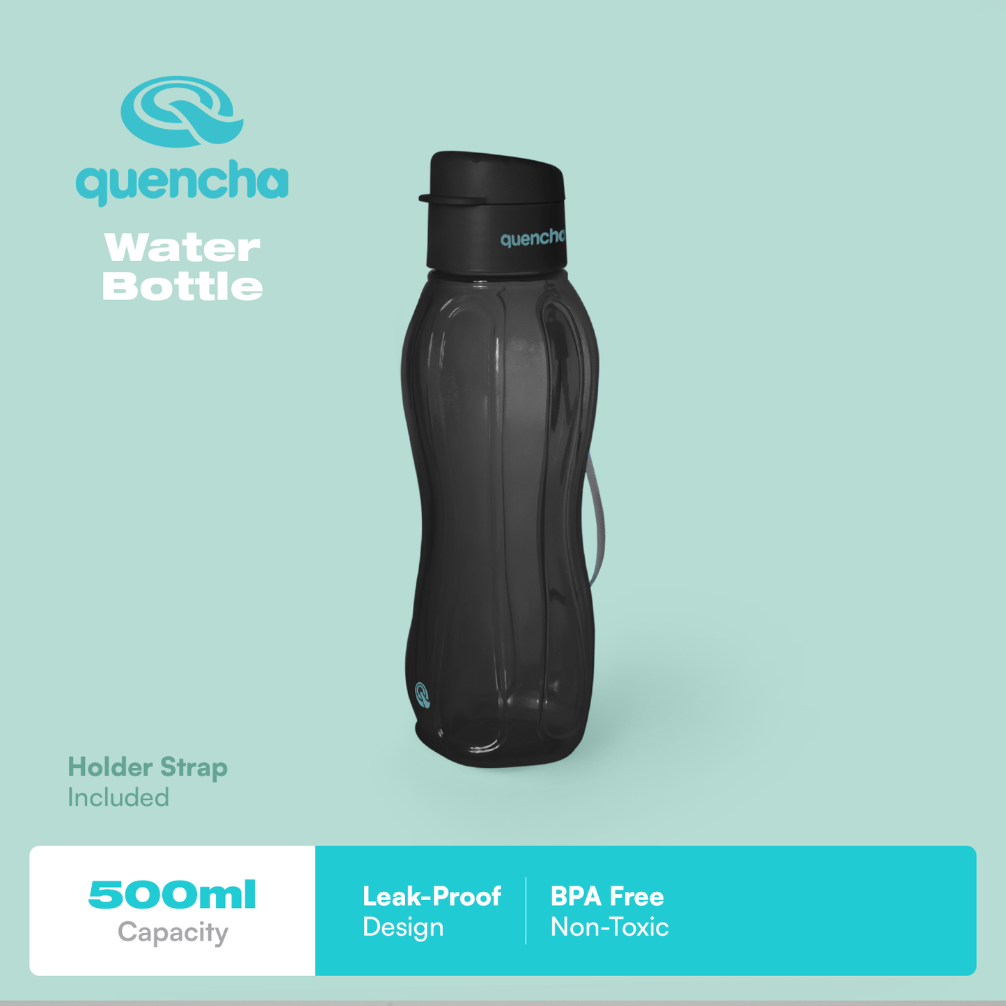 QUENCHA 17oz & 37oz Flip Cap Plastic Water Bottle