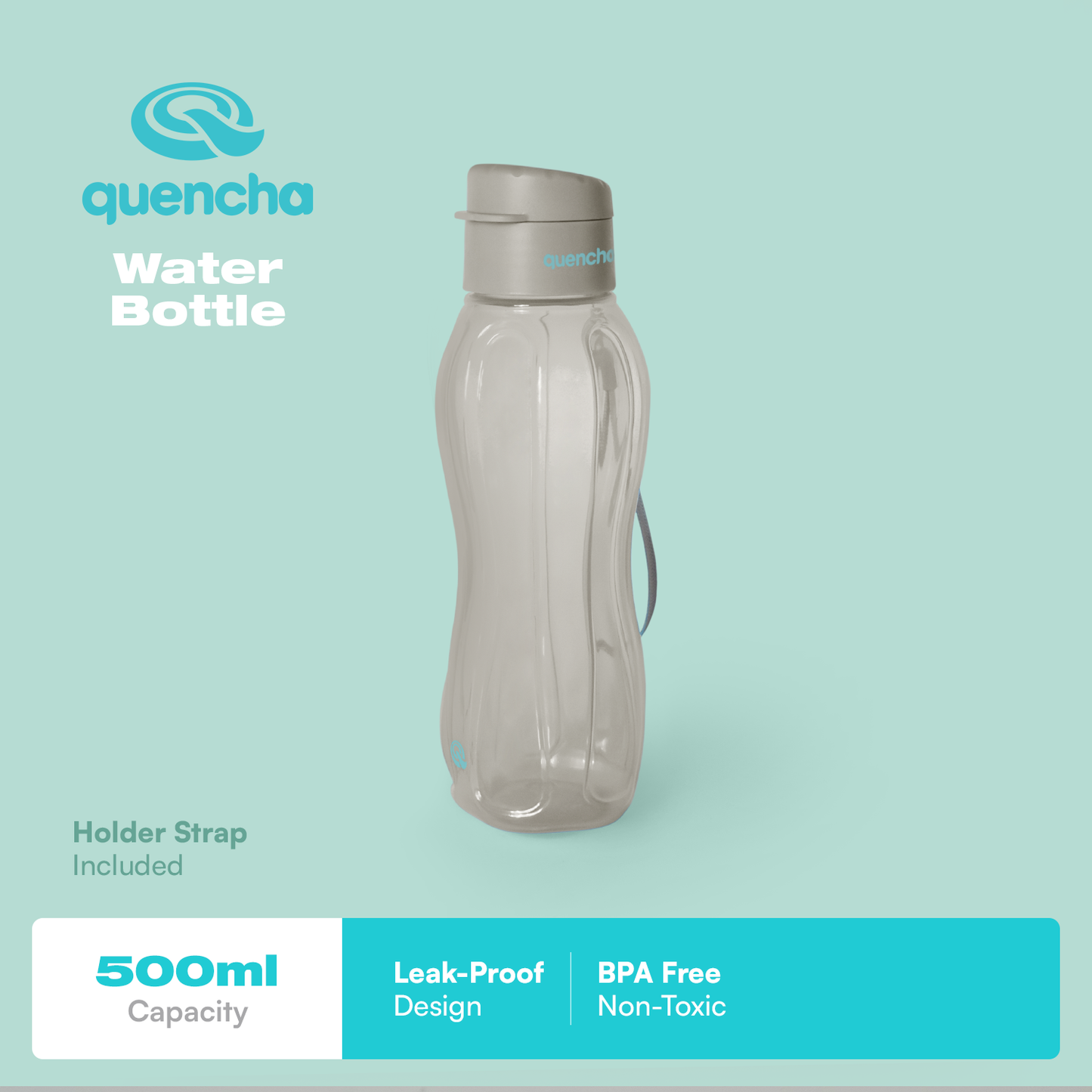 QUENCHA 17oz & 37oz Flip Cap Plastic Water Bottle