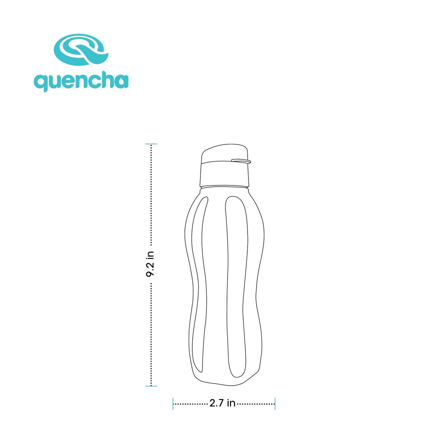 QUENCHA 17oz & 37oz Flip Cap Plastic Water Bottle