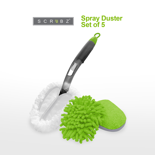 SCRUBZ Spray Duster Set Chenille Cloth Pad & Microfiber Duster