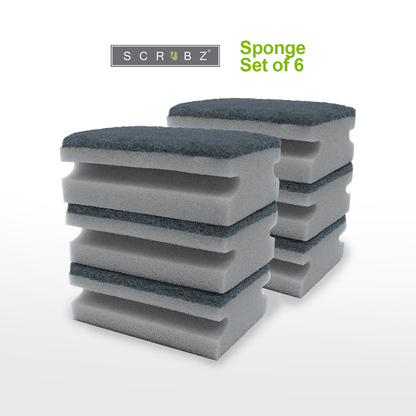 SCRUBZ Premium 2 in 1 Cleaning Sponge Set of 6