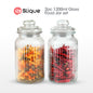 SLIQUE Premium Glass Jar w/ Glass Lid Airtight 1200ml|1.2L Set of 2