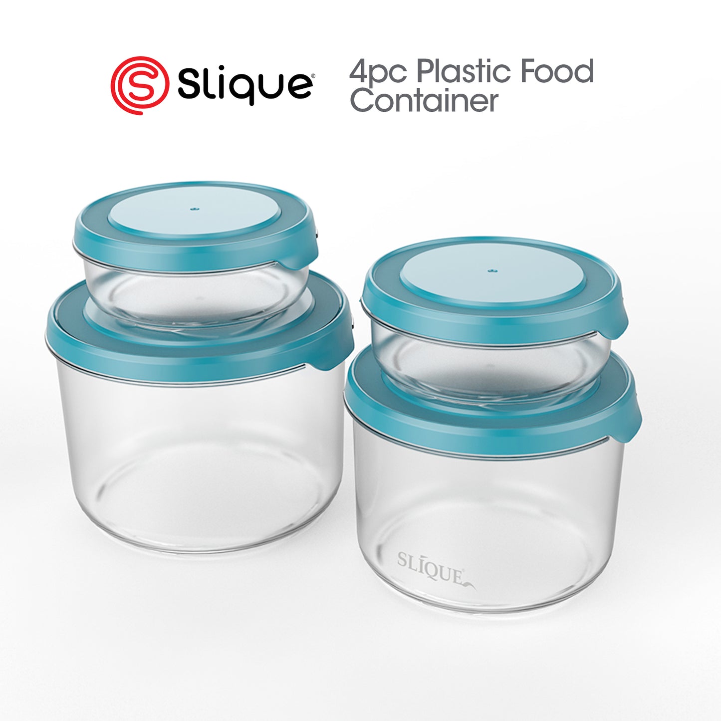 SLIQUE Premium Round Food Container Set of 4 (Aqua Green)