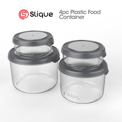 SLIQUE Premium Rectangular Food Container Set of 4 (Grey)