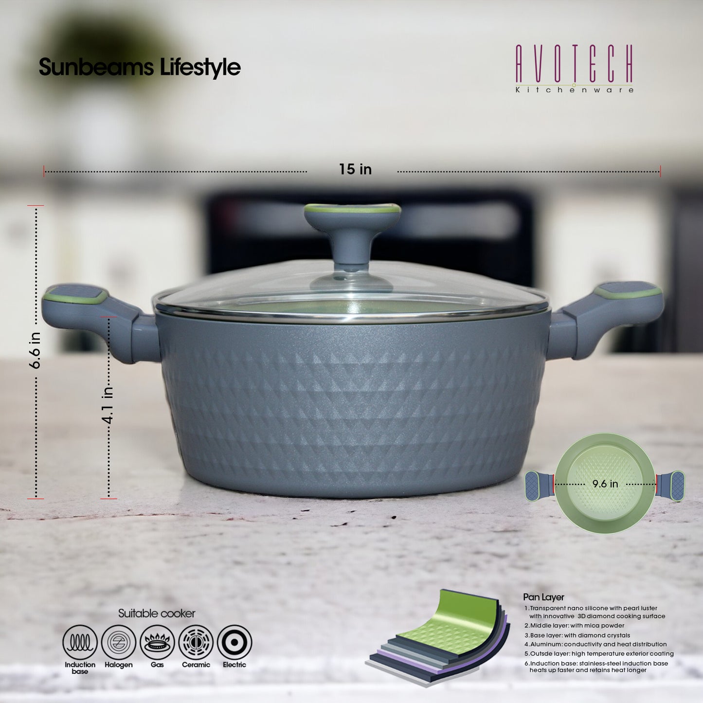 SLIQUE Premium Ceramic Dutch Oven 24cm Avotech Collection