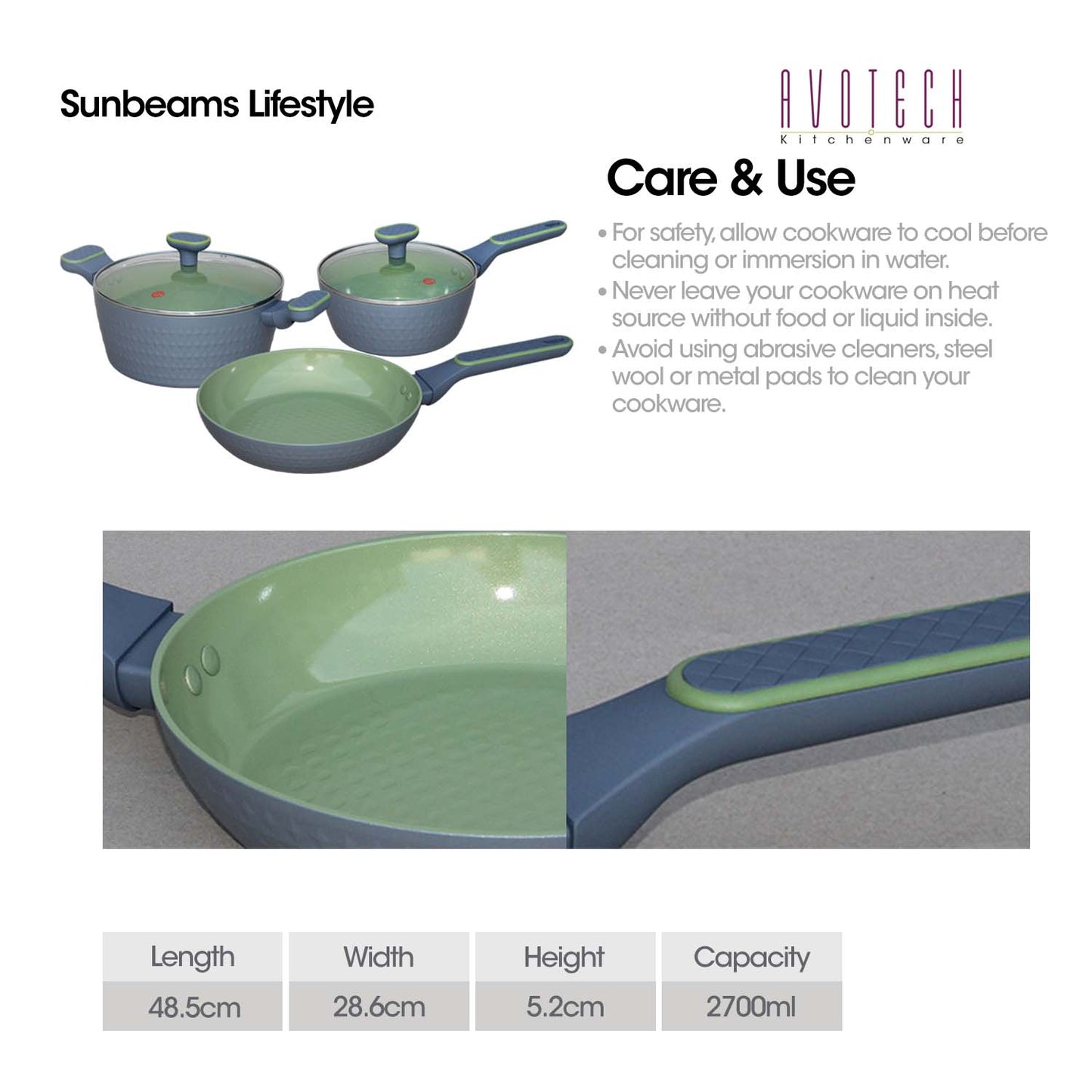 SLIQUE PREMIUM Ceramic Pan 20cm/24cm/28cm Avotech Collection