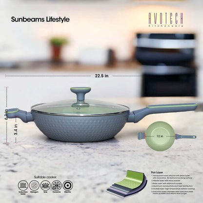 SLIQUE PREMIUM Ceramic Wok Pan 30cm Avotech Collection