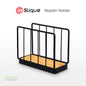 SLIQUE Premium Napkin Holder 14x6.5x11cm Bamboo Metal Wire Organizer