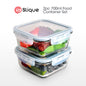 SLIQUE Premium Borosilicate Glass Food Container, Food Storage Dispensers, Glass Kitchen Organizer with Air-Tight Locking Lid Square/Rectangle 2pcs Jar Set 330/360/500/550/750/830/1700ml