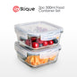 SLIQUE Premium Borosilicate Glass Food Container, Food Storage Dispensers, Glass Kitchen Organizer with Air-Tight Locking Lid Square/Rectangle 2pcs Jar Set 330/360/500/550/750/830/1700ml