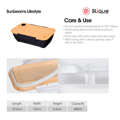 SLIQUE Lunch box w/ PP Spork Included | Compartment 600ml BPA Free