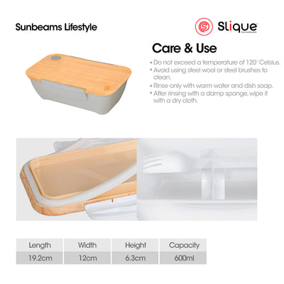 SLIQUE Lunch box w/ PP Spork Included | Compartment 600ml BPA Free