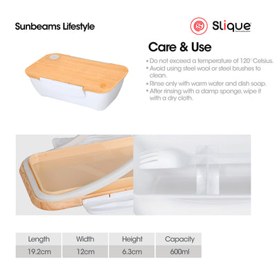 SLIQUE Lunch box w/ PP Spork Included | Compartment 600ml BPA Free