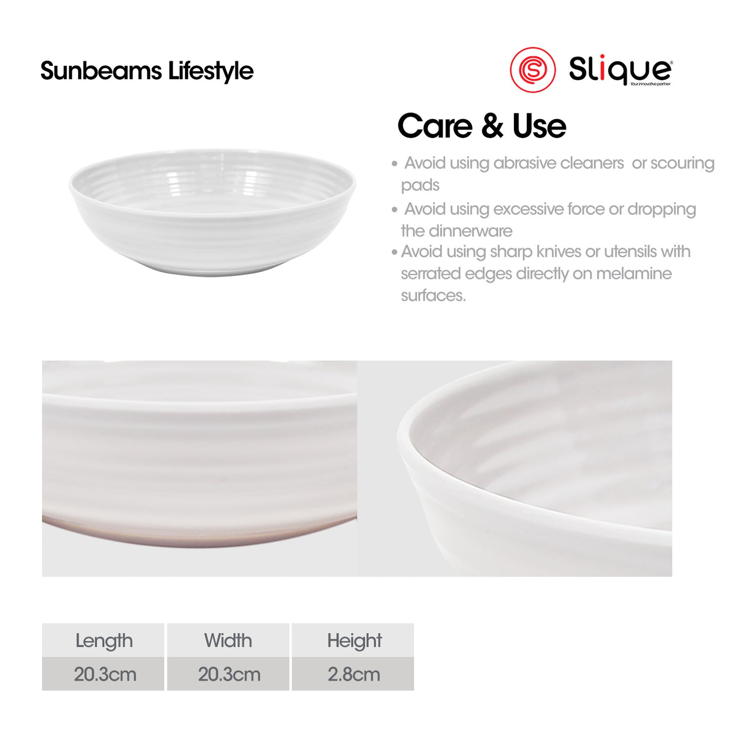 SLIQUE Premium Melamine Dinner Plate, Serving Plate, Dessert Plate, Bowl, Serving Bowl, Deep Bowl, Sauce Dish, Tumbler, Rice Spoon, Soup Ladle - Persona Collection