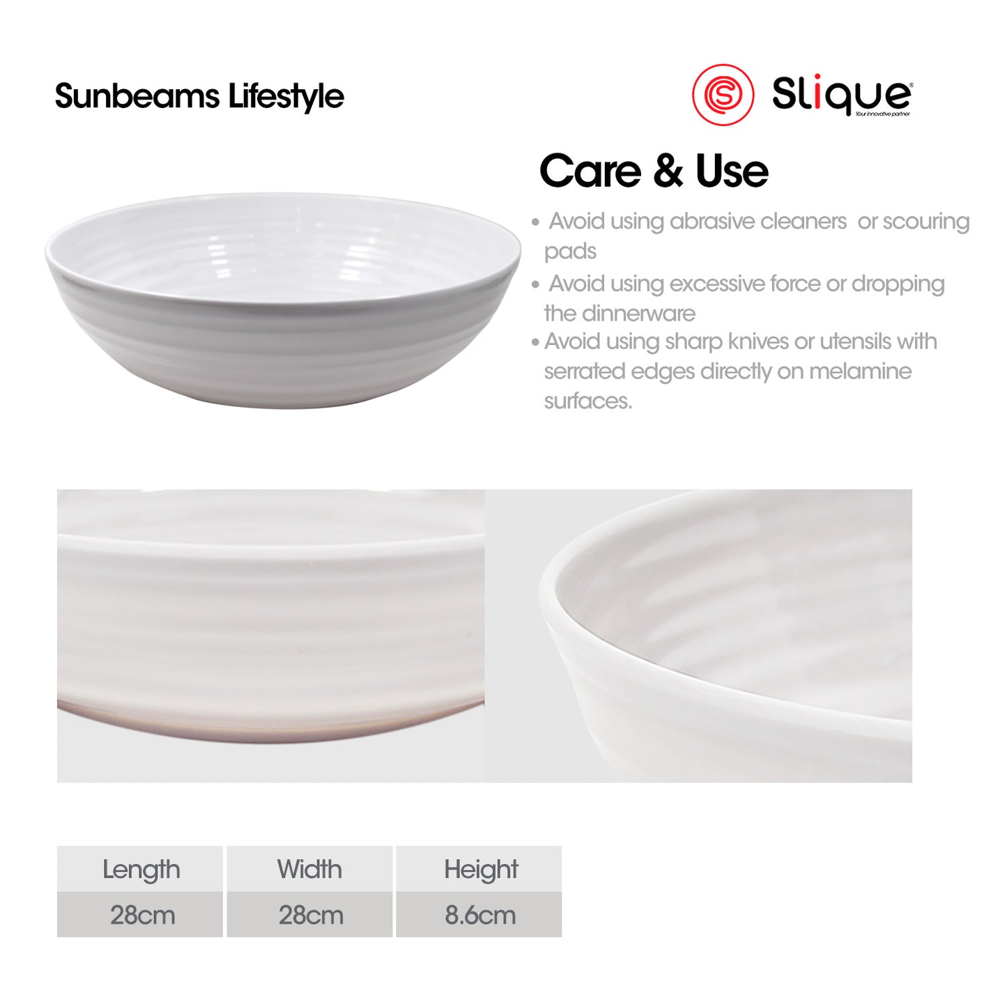 SLIQUE Premium Melamine Dinner Plate, Serving Plate, Dessert Plate, Bowl, Serving Bowl, Deep Bowl, Sauce Dish, Tumbler, Rice Spoon, Soup Ladle - Persona Collection