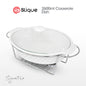 SLIQUE Casserole Serving Dish Oval, Signature Porcelain Collection Stand with Candle Burner