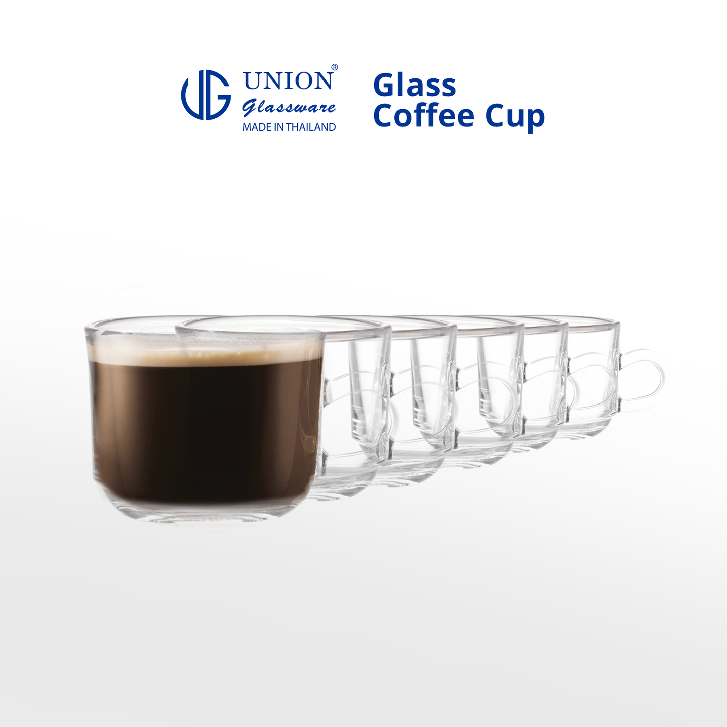 UNION GLASS Thailand Premium Clear Glass Cup Coffee, Tea, Hot Chocolate, Milk 200ml