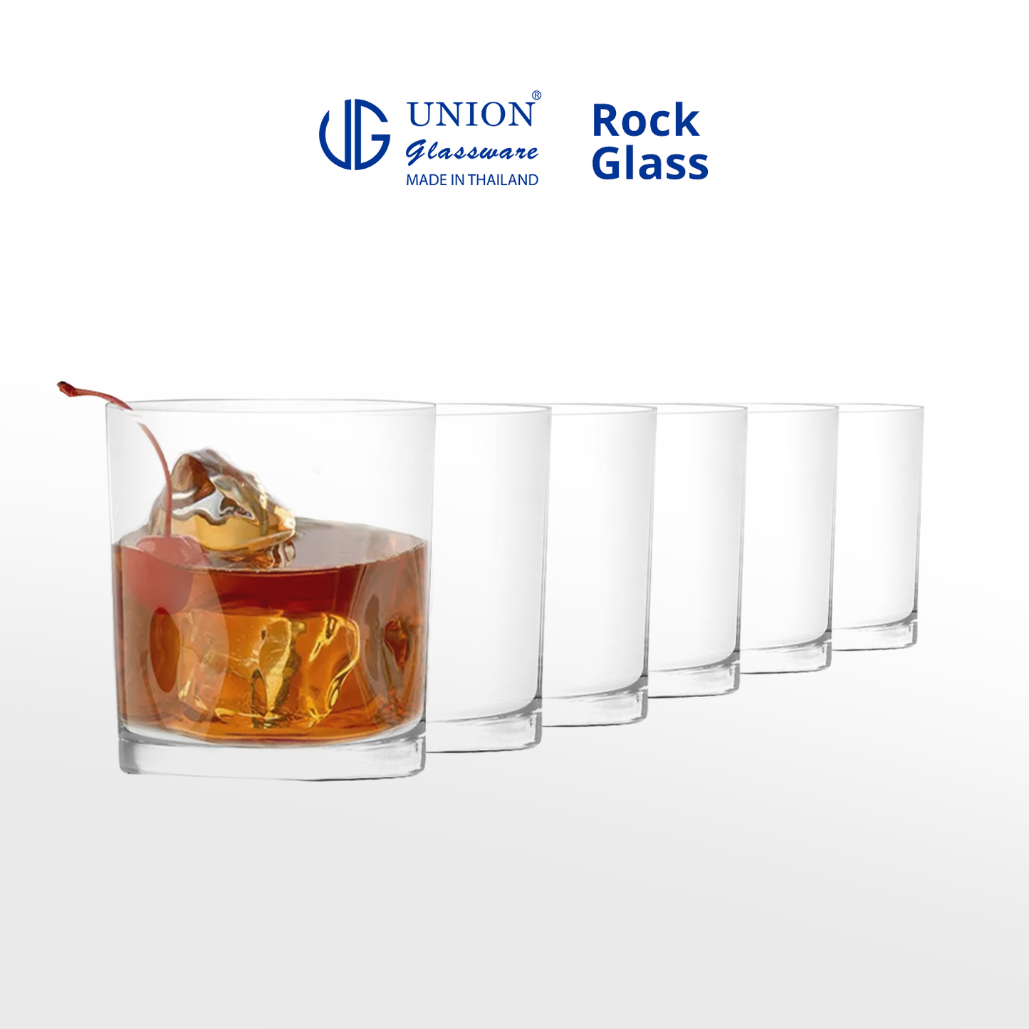 UNION GLASS Thailand Premium Clear Rock Glass Water 265ml Set of 6