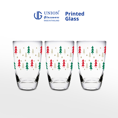 UNION GLASS Thailand Premium Printed Glass Limited Edition Design Water, Juice, Soda Glass 445ml | 16oz Set of 3