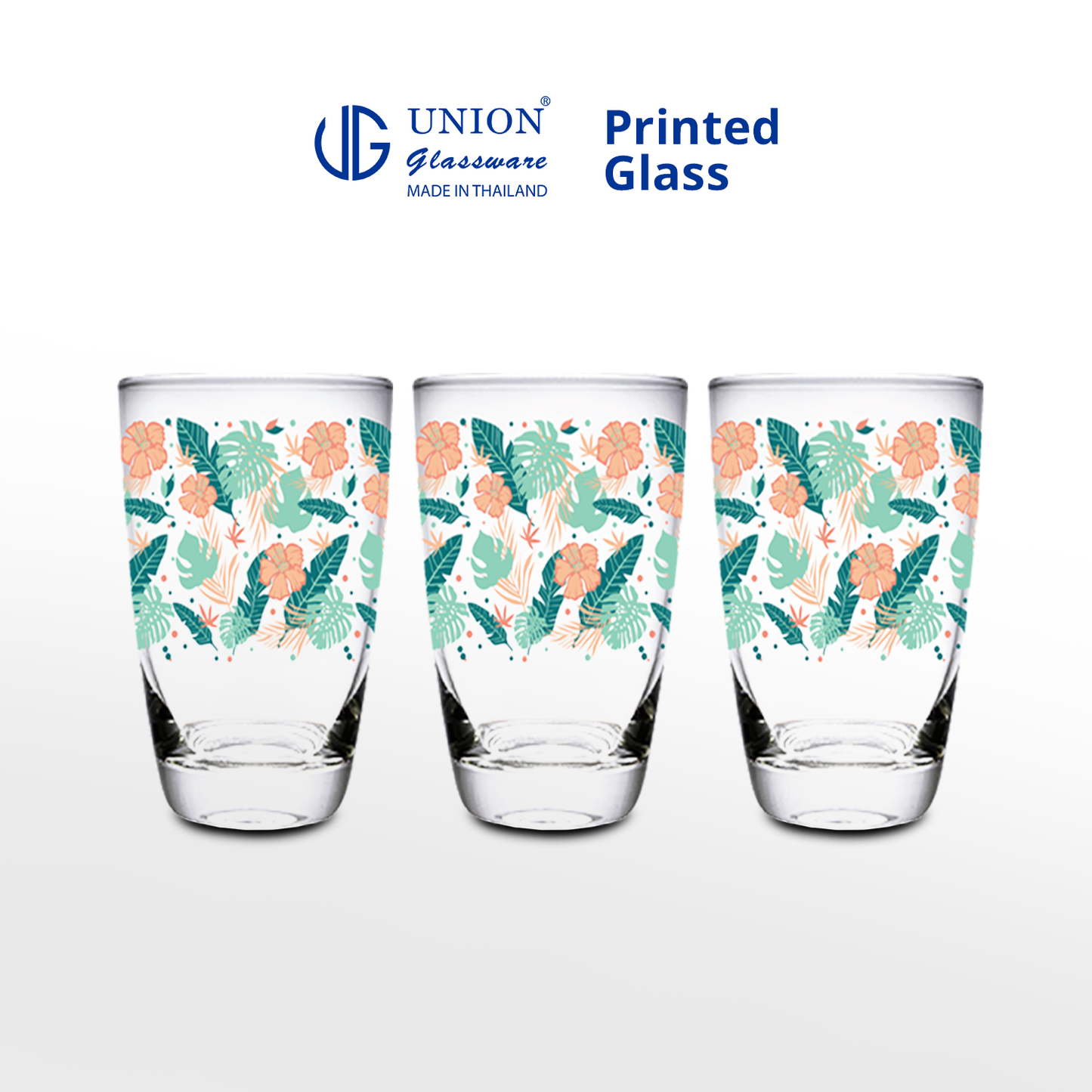 UNION GLASS Thailand Premium Printed Glass Limited Edition Design Water Glass 445ml | 16oz Set of 3