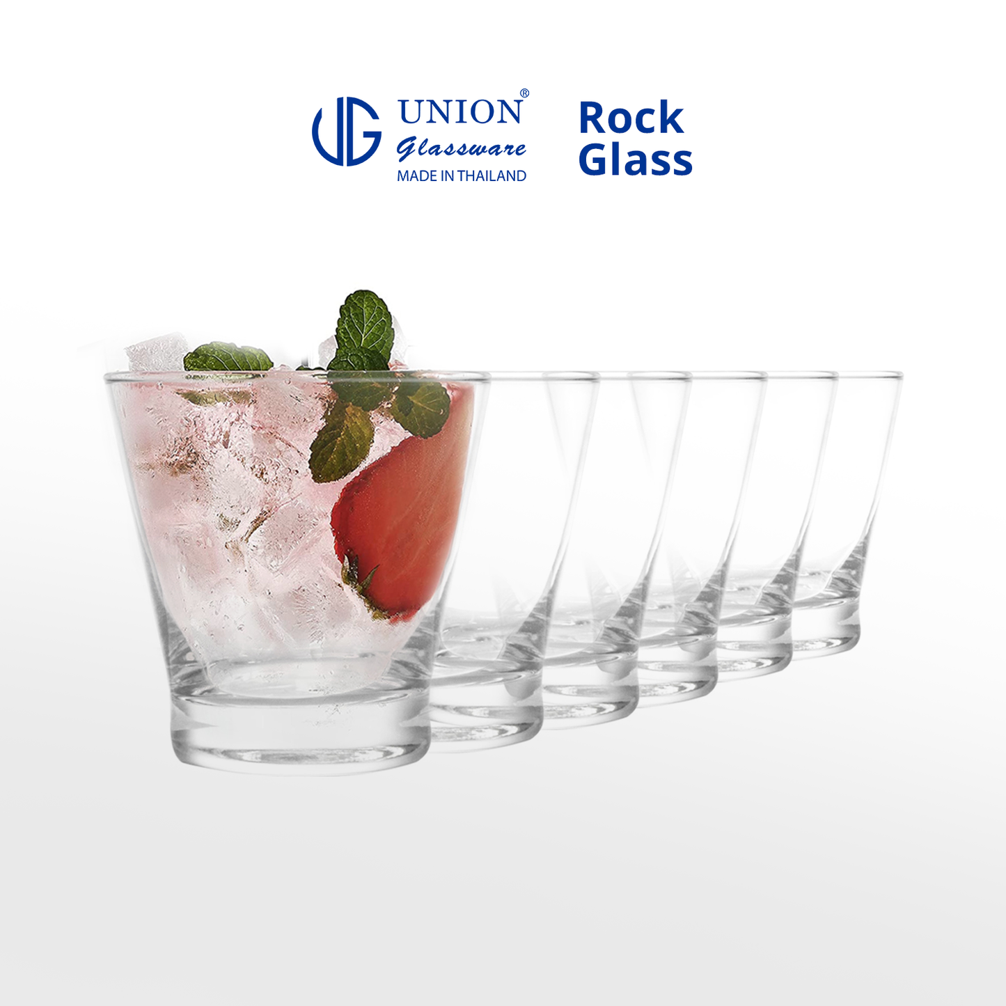 UNION GLASS Thailand Premium Clear Glass Rock Glass 345ml | 12oz Set of 6