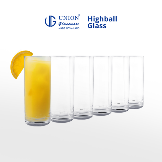 UNION GLASS Thailand Premium Clear Glass Highball Glass 260 ml | 9 oz Set of 6