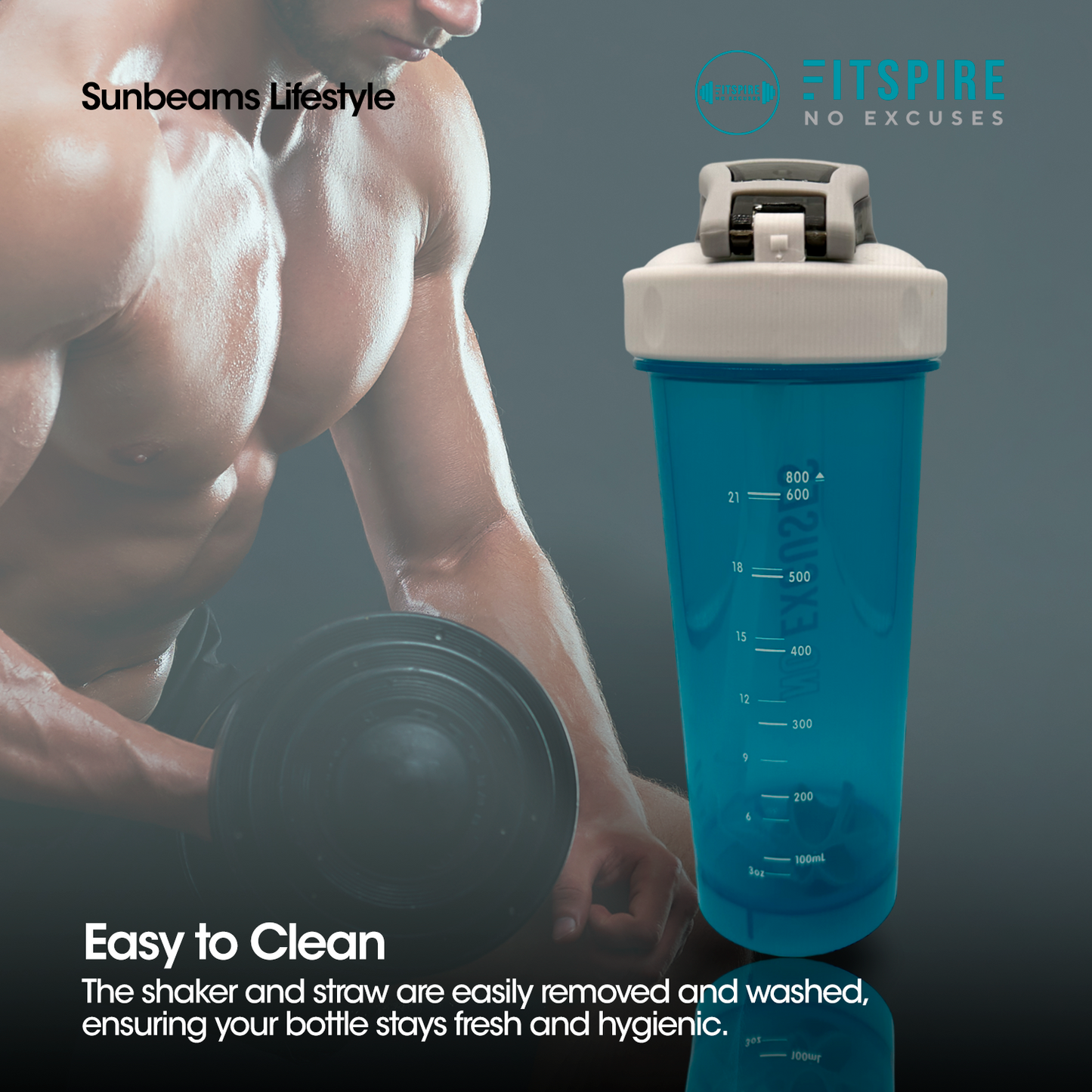 FITSPIRE Premium Gym Shaker Bottle Fitness Water Bottle