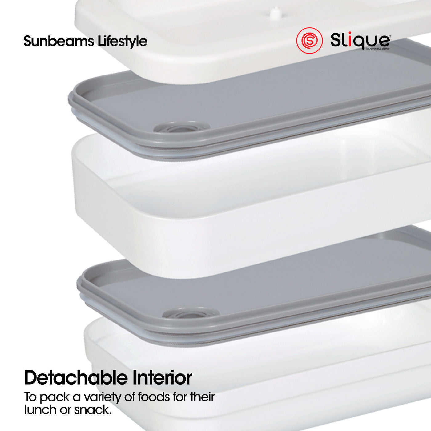 SLIQUE Lunch box w/PP Spork Included | Compartment 900ml BPA Free