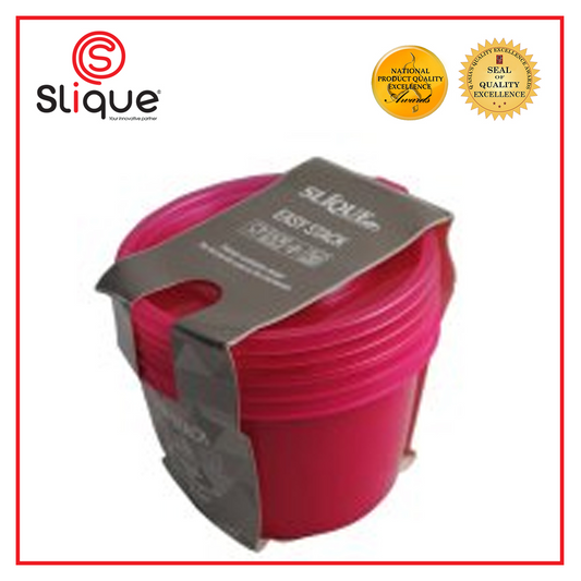 SLIQUE Premium 3pc Set Round Crisper Food Container 900ml (Pink) Microwavable