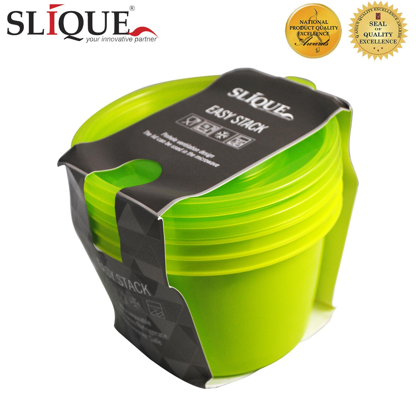 SLIQUE  Premium 3pcs Set Round Crisper Food Container 900ml