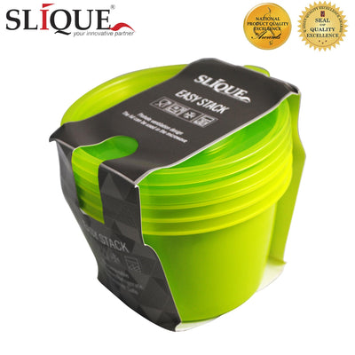 SLIQUE  Premium 3pcs Set Round Crisper Food Container 900ml