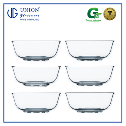 UNION GLASS Thailand Premium Clear Glass Bowl 325 ml | 4.5 oz | 4.5" Set of 6