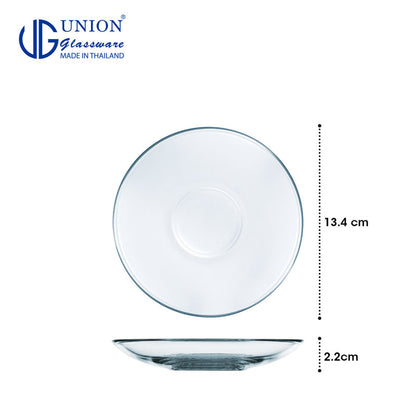 UNION GLASS Thailand Premium Clear Glass Saucer 140ml |  4.7oz | 6inches Set of 6