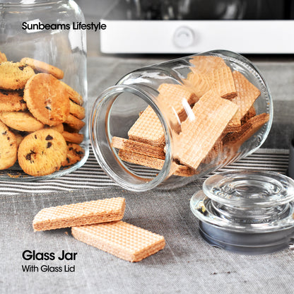 SLIQUE Premium Glass Jar w/ Glass Lid Airtight 1000ml|1L Set of 2