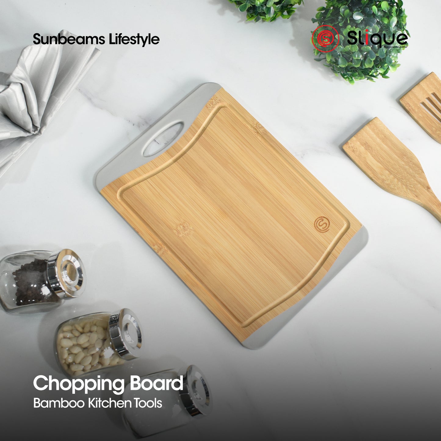 SLIQUE Wooden Cutting Board Gray | Bamboo