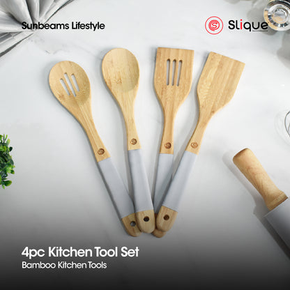 SLIQUE Wooden Kitchen Tools Set of 4 | Utensil Set