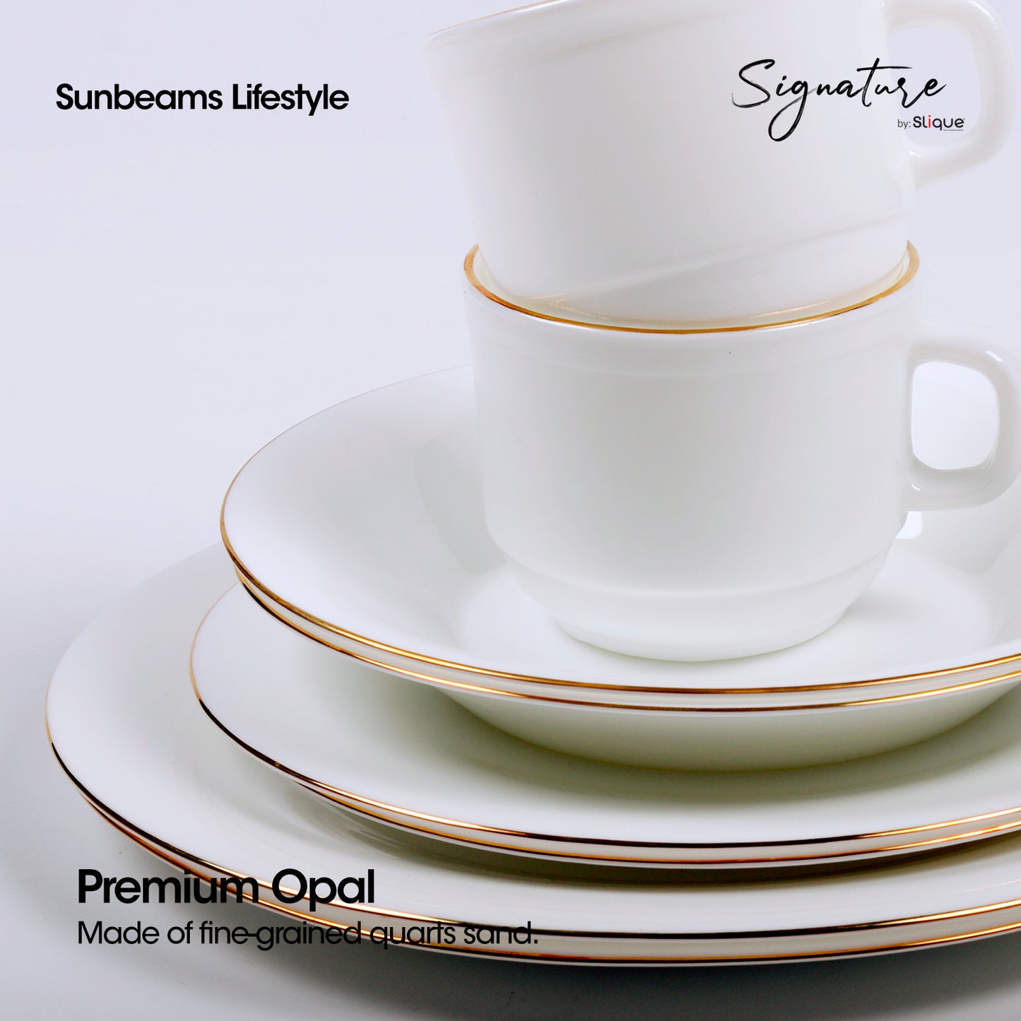 Signature by SLIQUE Opal Dinnerware sets | dinner plate | dessert plate | deep plate | dinner bowl - Extra Strong | Chip resistant | Outsanding whiteness