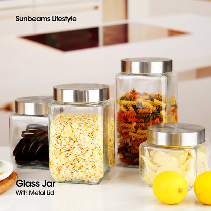 SLIQUE Premium Glass Jar w/ Stainless Steel Lid Airtight Set of 2 1500ml