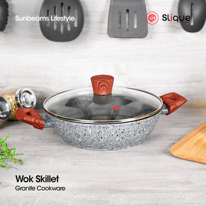 SLIQUE Granite Wok Skillet Premium Multi Layer Non-Stick 24cm