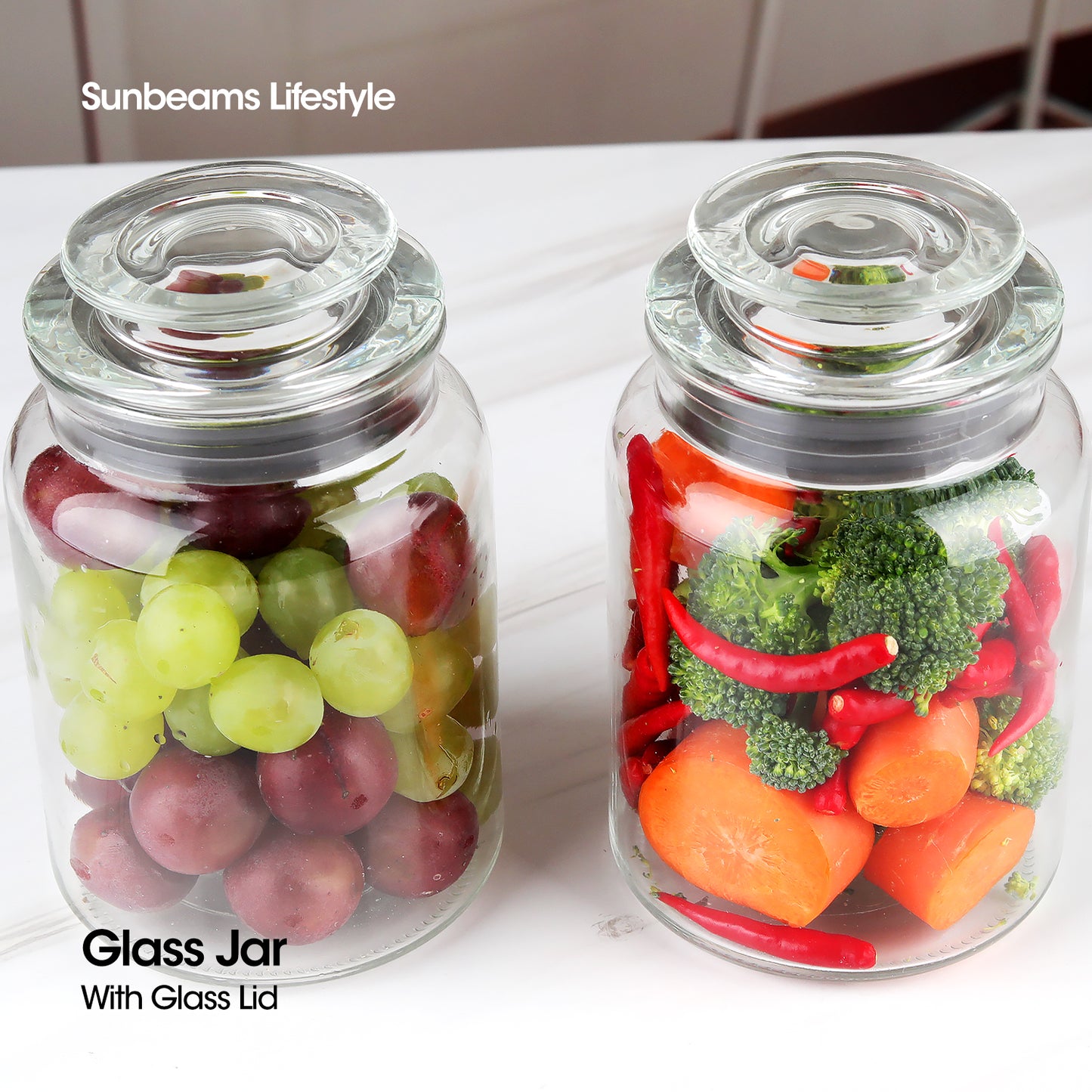 SLIQUE Premium Glass Jar w/ Glass Lid Airtight 1000ml|1L Set of 2